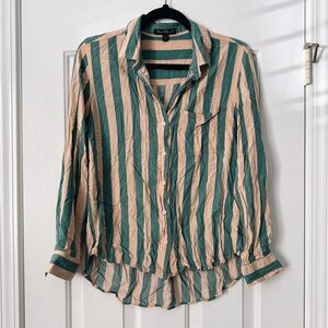 Velvet Heart | Green and Tan Striped Blouse